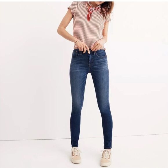 Madewell 10” High Rise Dark Blue Skinny Jeans - Picture 2 of 12